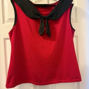 Rock Steady Red Top with Black Collar